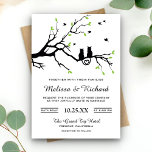 Romantic Cats Wedding Invitations Kaart<br><div class="desc">Nodig je gasten uit met deze elegante trouwuitnodiging met een leuk kattenkoppel dat op een tak tegen een witte achtergrond zit. Voeg eenvoudig uw gebeurtenisdetails op deze makkelijk te gebruiken sjabloon toe om het één-van-een-soort uitnodiging te maken. Draai de kaart om een elegant groen bladeren patroon op de achterkant van...</div>