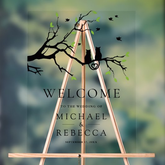 Romantic Cats Wedding Welcome Acryl Bord (Neutraal)