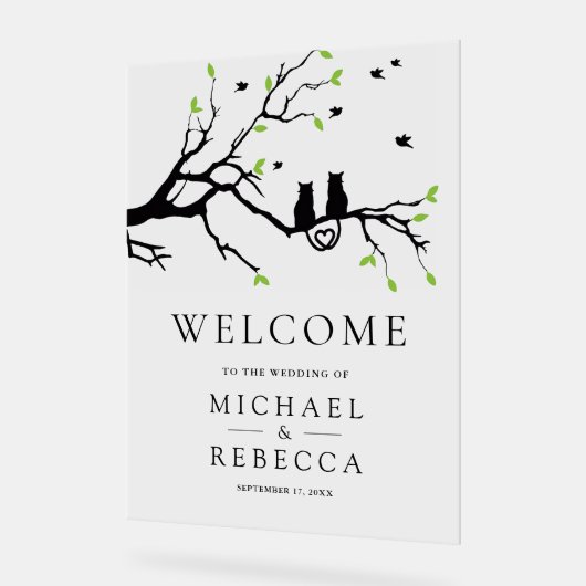 Romantic Cats Wedding Welcome Acryl Bord (Hoek)