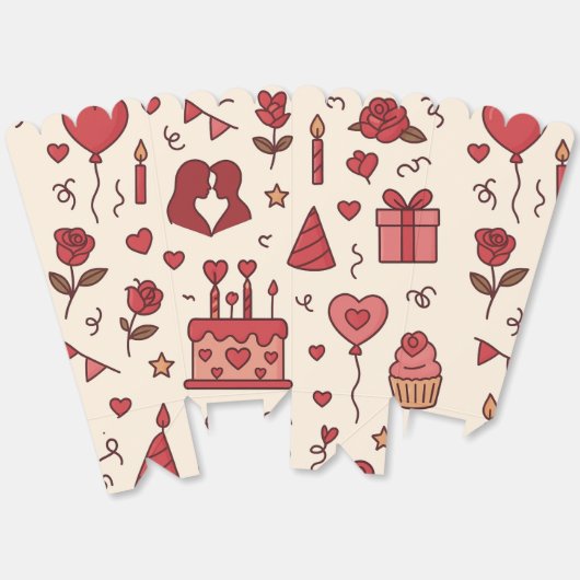 Romantic Celebration Doodle Pattern Bedankdoosjes (Ongevouwen)