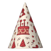 Romantic Celebration Doodle Pattern Feesthoedjes (Voorkant)