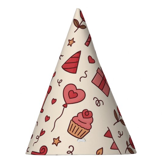 Romantic Celebration Doodle Pattern Feesthoedjes (Rechts)