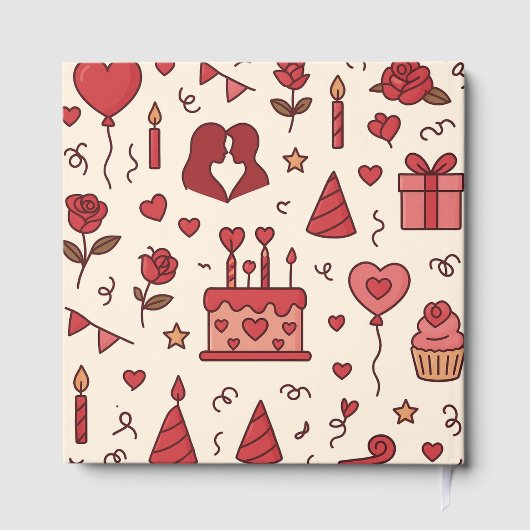 Romantic Celebration Doodle Pattern Gastenboek (Achterkant)
