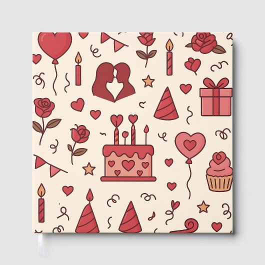 Romantic Celebration Doodle Pattern Gastenboek (Voorkant)