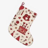 Romantic Celebration Doodle Pattern Grote Kerstsok (Voorkant (Hangend))