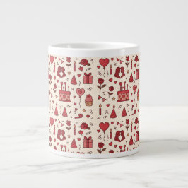 Romantic Celebration Doodle Pattern Grote Koffiekop