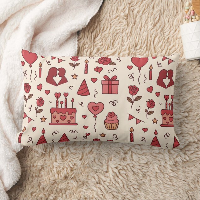 Romantic Celebration Doodle Pattern Kussen (Deken)