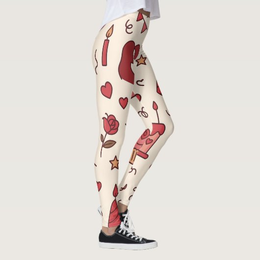 Romantic Celebration Doodle Pattern Leggings (Rechts)