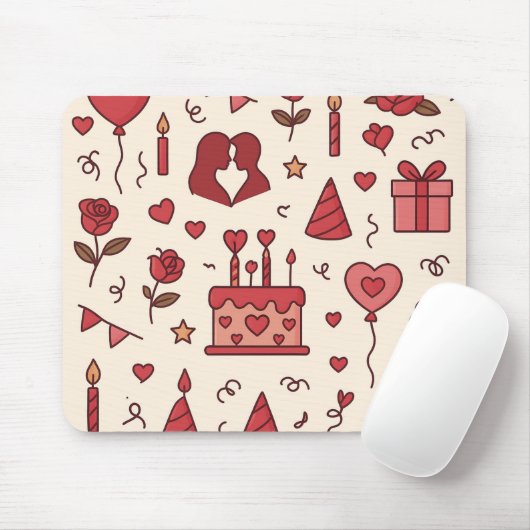 Romantic Celebration Doodle Pattern Muismat (Met muis)