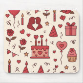 Romantic Celebration Doodle Pattern Muismat (Voorkant)