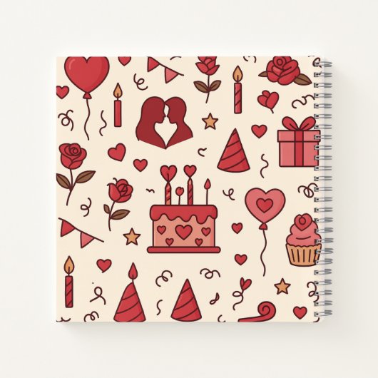 Romantic Celebration Doodle Pattern Notitieboek (Achterkant)