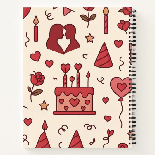 Romantic Celebration Doodle Pattern Notitieboek (Achterkant)