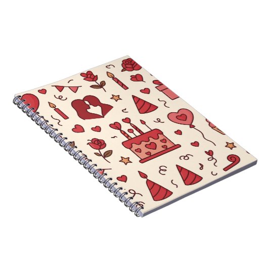 Romantic Celebration Doodle Pattern Notitieboek (Rechterzijde)