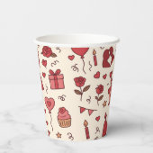 Romantic Celebration Doodle Pattern Papieren Bekers (Achterkant)
