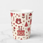 Romantic Celebration Doodle Pattern Papieren Bekers (Links)