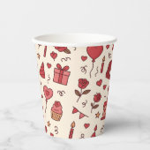 Romantic Celebration Doodle Pattern Papieren Bekers (Voorkant)