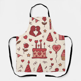 Romantic Celebration Doodle Pattern Schort