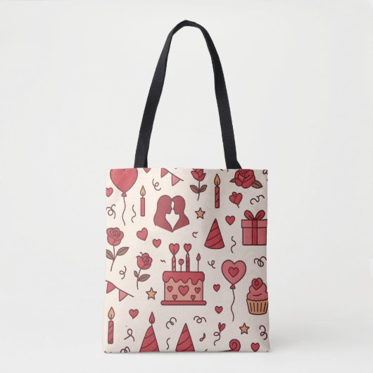 Romantic Celebration Doodle Pattern Tote Bag (Voorkant)