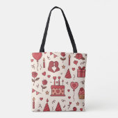 Romantic Celebration Doodle Pattern Tote Bag (Achterkant)