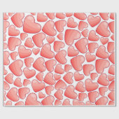 Romantic Celebration Pink Heart Wrapping Paper Cadeaupapier (Vlak)