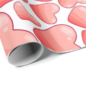Romantic Celebration Pink Heart Wrapping Paper Cadeaupapier (Rol Hoek)