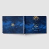 Romantic Celestial Blue met Gold Confetti Gastenboek (Volledig)