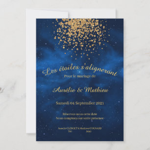 Romantic Celestial Modern Blue Night Sky Save The Date
