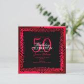 Romantic Cerise Decorative Framed 50th Birthday Kaart (Staand voorkant)