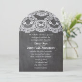 Romantic Chalkboard en Lace Elegant Wedding Kaart (Staand voorkant)