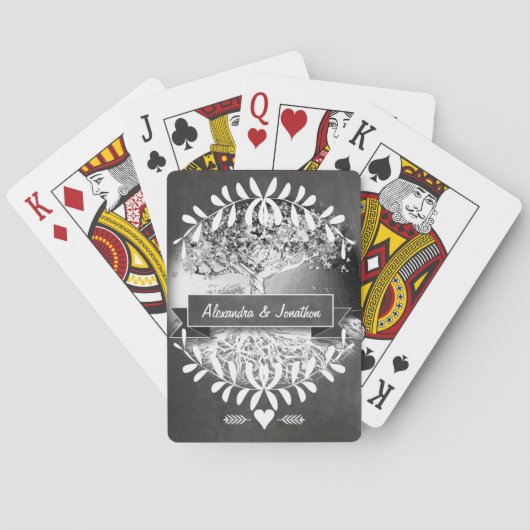 Romantic Chalkboard  Garland Roots of Love Pokerkaarten (Achterkant)