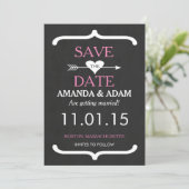 Romantic Chalkboard Save the Date Briefkaart (Staand voorkant)