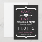 Romantic Chalkboard Save the Date Briefkaart (Voorkant / Achterkant)