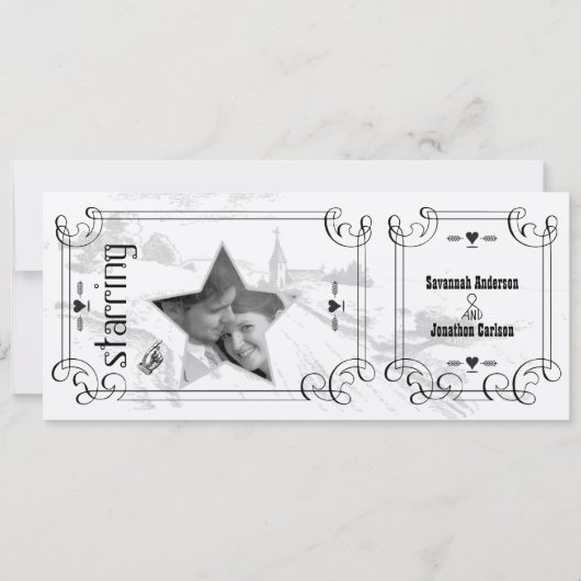 Romantic Chapel Country Road Ticket Weddenschap Kaart (Achterkant)