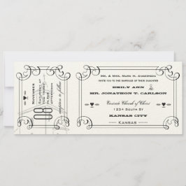 Romantic Chapel Ticket Wedding Kaart