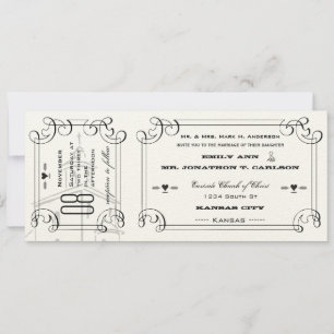 Romantic Chapel Ticket Wedding Kaart