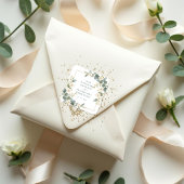 Romantic Charming Flowers & Branches Frame Wedding Vierkante Sticker