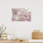 Romantic Cherry Blossom en Little Bee Poster (Keuken)