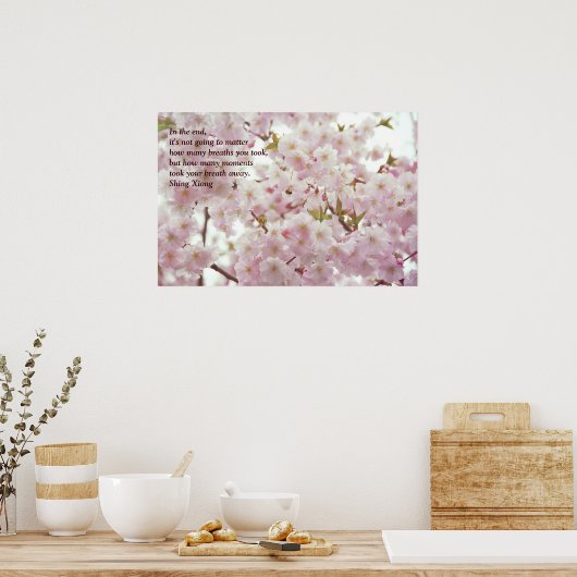 Romantic Cherry Blossom en Little Bee Poster (Keuken)