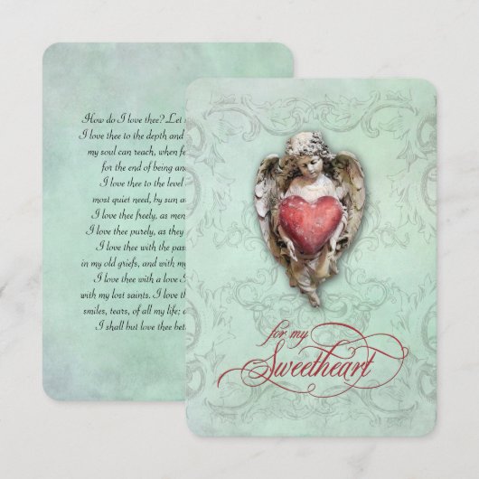  Romantic Cherub met hart en Sonnet (Voorkant / Achterkant)