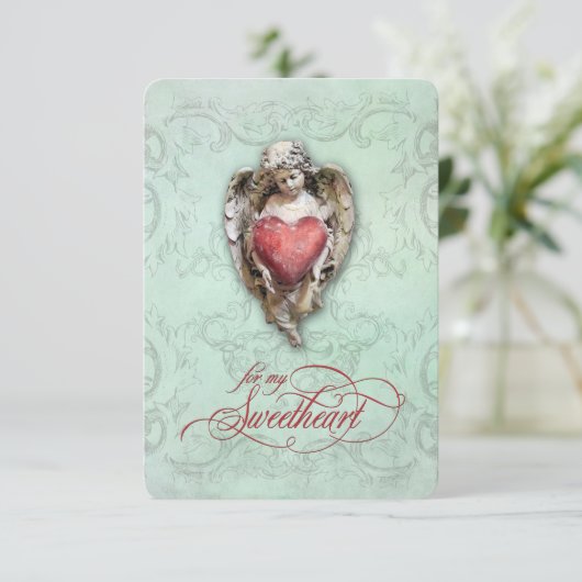 Romantic Cherub met hart en Sonnet (Staand voorkant)