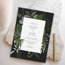 Romantic Chic Black Greenery Forest Wedding