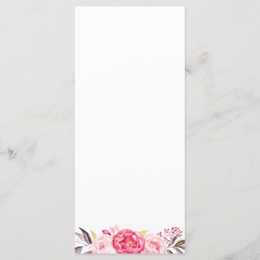 Romantic Chic Floral Wedding Menu Sjabloon (Achterkant)