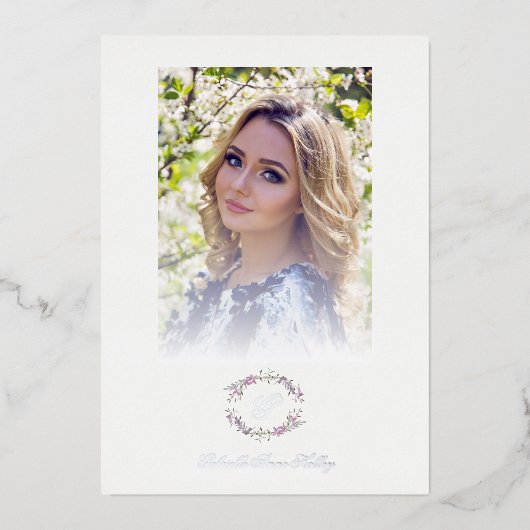 Romantic Chic Floral Wreath Photo Bridal Shower Folie Uitnodiging (Voorkant)