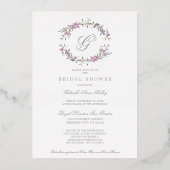 Romantic Chic Floral Wreath Photo Bridal Shower Folie Uitnodiging (Achterkant)