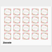 Romantic Chic Floral Wreath Wedding Vrijgezellenfe Vierkante Sticker (Vel)