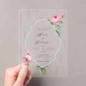 Romantic Chic French Rose Botanical Wedding Acryl Uitnodigingen (Insitu (Draagbaar))