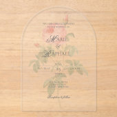 Romantic Chic French Rose Botanical Wedding Acryl Uitnodigingen (Voorkant)