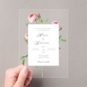 Romantic Chic French Rose Botanical Wedding Acryl Uitnodigingen (Insitu (Draagbaar))