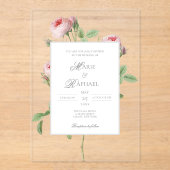 Romantic Chic French Rose Botanical Wedding Acryl Uitnodigingen (Voorkant)
