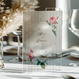 Romantic Chic French Rose Botanical Wedding Acryl Uitnodigingen